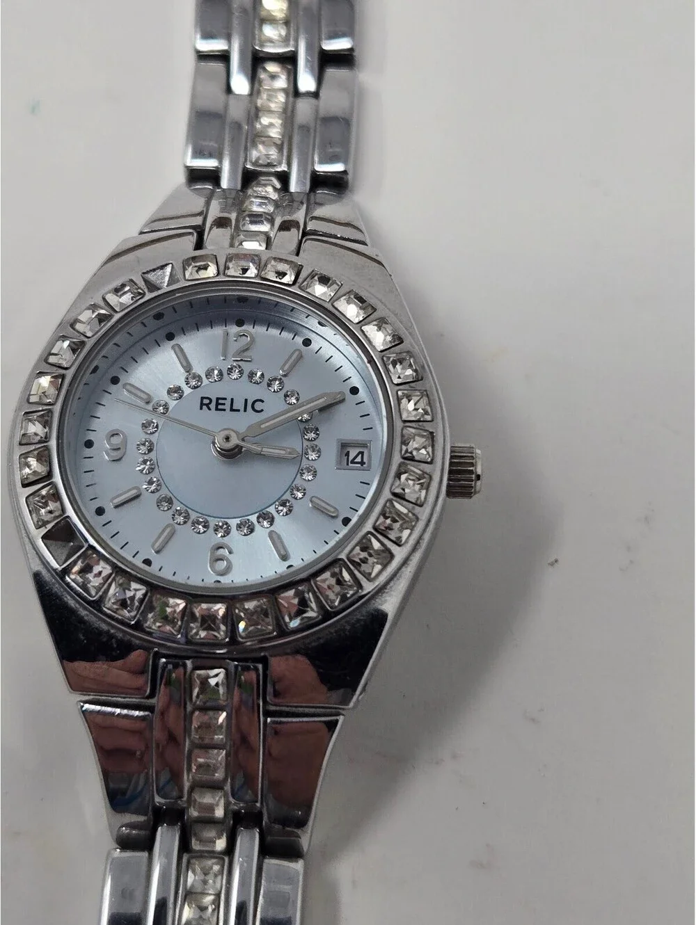 Relic by Fossil Women's Queen's Court Silver-Tone Crystal Bezel Watch